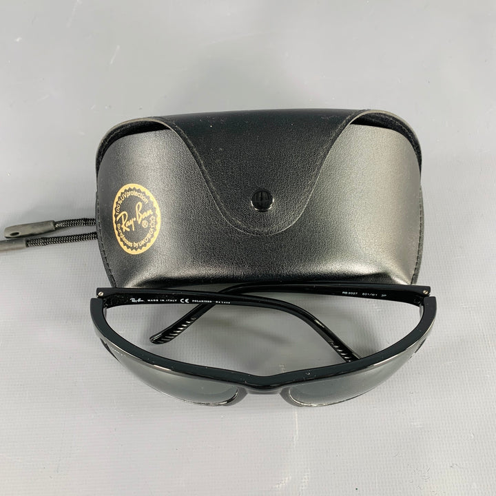 RAY-BAN Black Acetate Wrap Around Polarized Sunglasses
