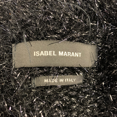 ISABEL MARANT Size L Black Faux Fur Knit Oversized Crew Neck Sweater