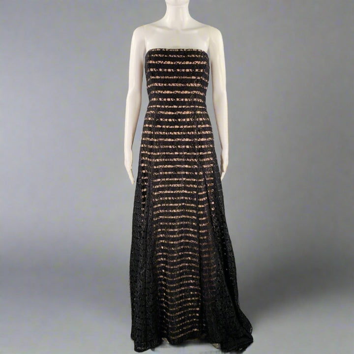 VERA WANG Size 8 Black Pink Nylon Blend Double Layer Long Dress