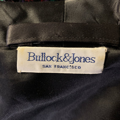 BULLOCK&JONES Size M Black Purple Paisley Cotton Velvet Shawl Collar Jacket