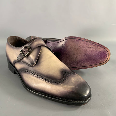 KLEIN EPSTEIN & PARKER Size 12 Grey White Distressed Patent Leather Loafers