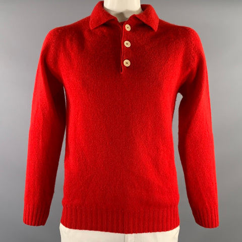HORATIO Size L Red Knit Wool Ribbed Sweater