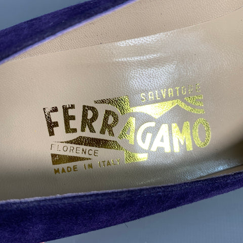 SALVATORE FERRAGAMO Size 9 Purple Suede Pumps