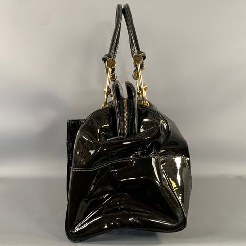 DOLCE & GABBANA Black Gold Faux Leather Polyurethane Handbag