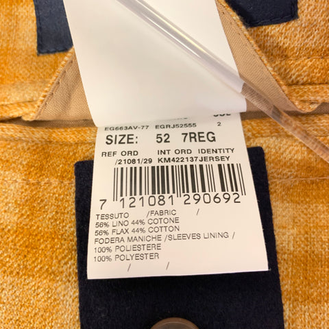 LARDINI Size 42 Orange Tartan Linen Cotton Blend Notch Lapel Sport Coat