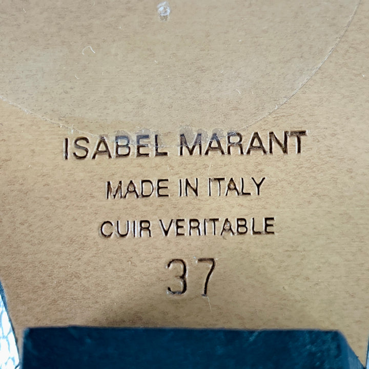 ISABEL MARANT Size 7 Silver Leather Textured Snake Embossed Leather Western Boots