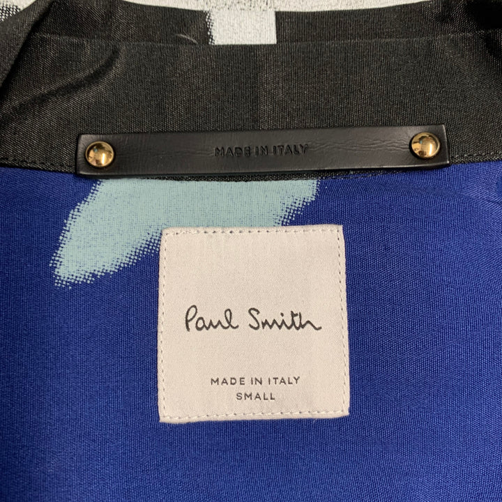 PAUL SMITH Size S Black White Print Viscose Patch Pockets Jacket