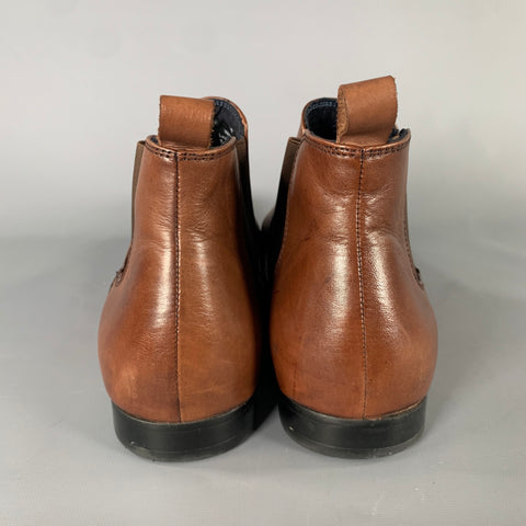 DROVER Size 12 Brown Leather Square Toe Boots