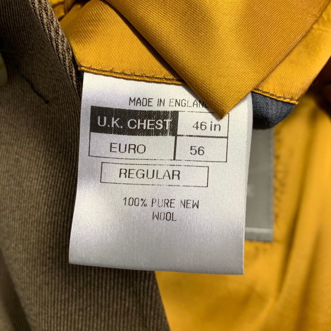 ALEXANDRE Size 46 Tan Brown Virgin Wool Twill Contrast Trim Hidden Buttons Coat