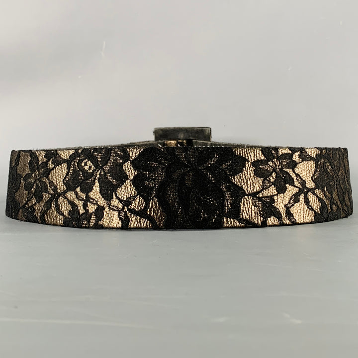 CHRISTIAN DIOR Size M Black Anthracite Lace Leather Belt