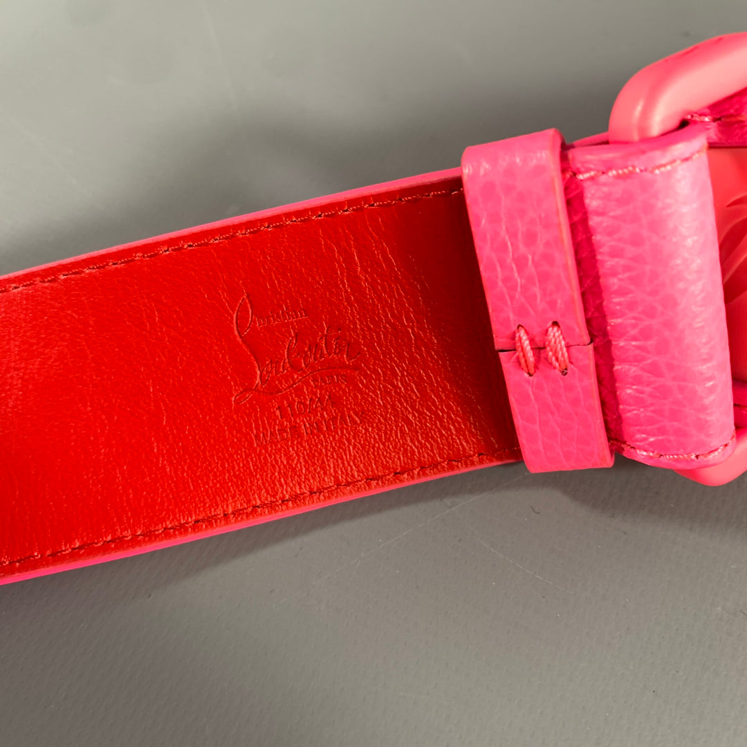 CHRISTIAN LOUBOUTIN Size 38 Pink Red Studded Leather Belt