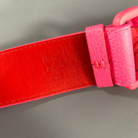 CHRISTIAN LOUBOUTIN Size 38 Pink Red Studded Leather Belt