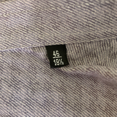 GIORGIO ARMANI Size XL Grey Lavender Houndstooth Cotton Silk Blend Long Sleeve Shirt