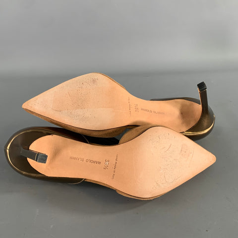 MANOLO BLAHNIK Size 9.5 Brown Metallic Suede Two Tone Suede Pointed Toe Pumps