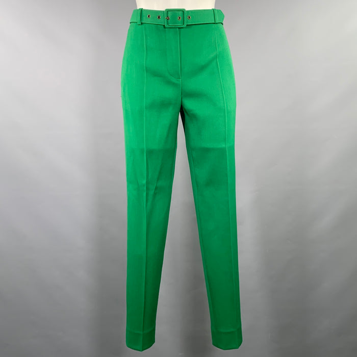 GIVENCHY Size 2 Green Polyester Wool Narrow Leg Dress Pants