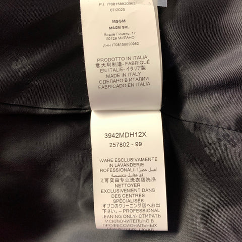 MSGM Size M Black Polyurethane Polyester Zip Up Vest