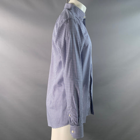 ETON Size M Blue White Gingham Cotton Long Sleeve Shirt