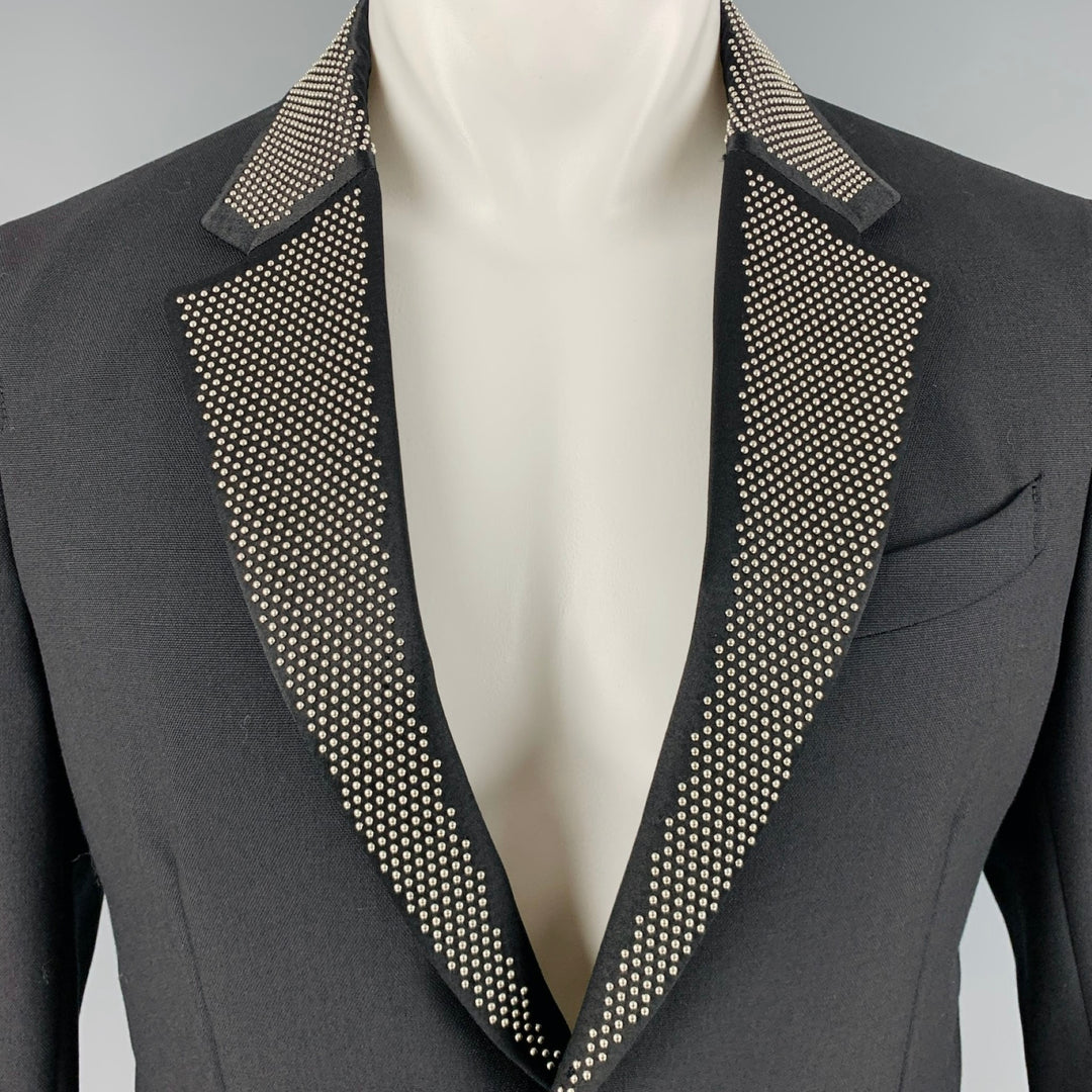 ALEXANDER MCQUEEN Size 38 Black Studded Wool Mohair Sport Coat