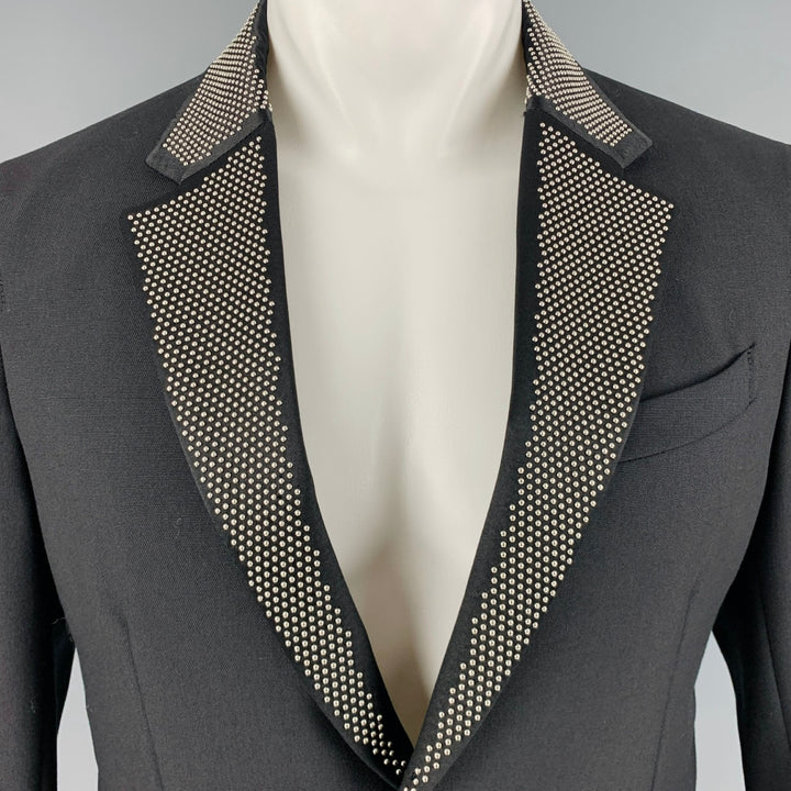 ALEXANDER MCQUEEN Size 38 Black Studded Wool Mohair Sport Coat