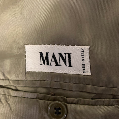 MANI Size 44 Khaki Wool Peak Lapel Double Breasted Suit