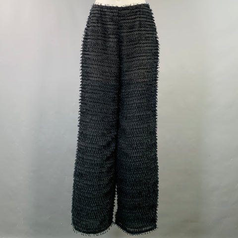 GIORGIO ARMANI Size XS Black Polyester Fringe Wide Leg Dress Pants