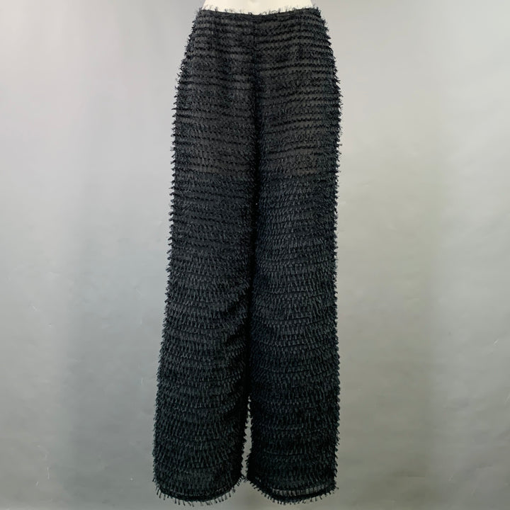 GIORGIO ARMANI Size XS Black Polyester Fringe Wide Leg Dress Pants