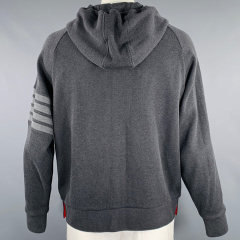 THOM BROWNE Size XXL Grey Charcoal Waffle Knit Cotton Jacket