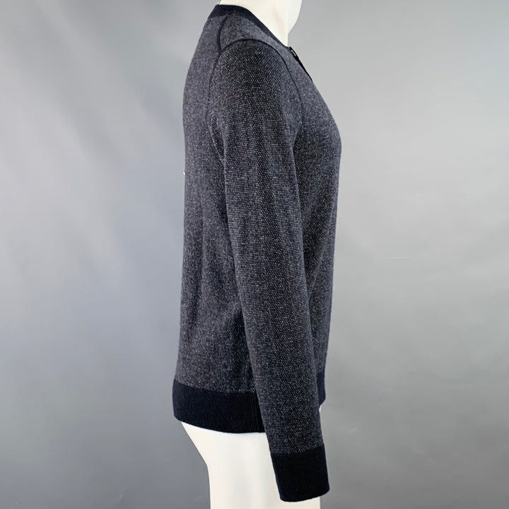 VINCE Size S Navy Grey Wool Cashmere Henley Pullover