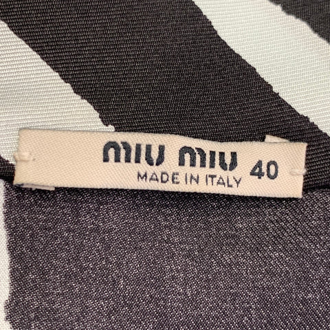 MIU MIU Size 4 Black Light Blue Silk Stripe Cowl Collar Dress