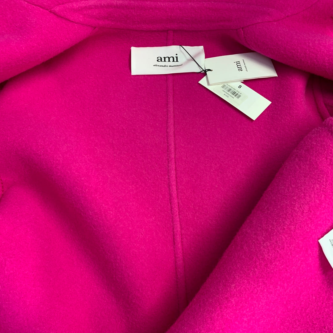 AMI by ALEXANDRE MATTIUSSI Size S Fuchsia Pink Textured Wool Button Up Jacket