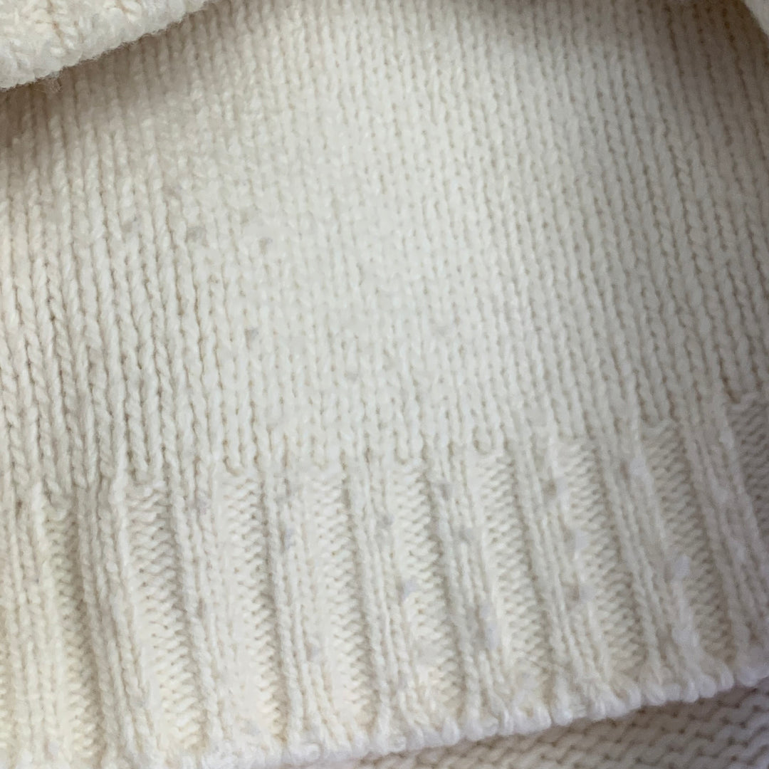 BURBERRY LONDON Size M Cream Brown Knit Merino Wool Toggle Closure Cardigan