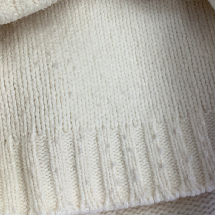 BURBERRY LONDON Size M Cream Brown Knit Merino Wool Toggle Closure Cardigan