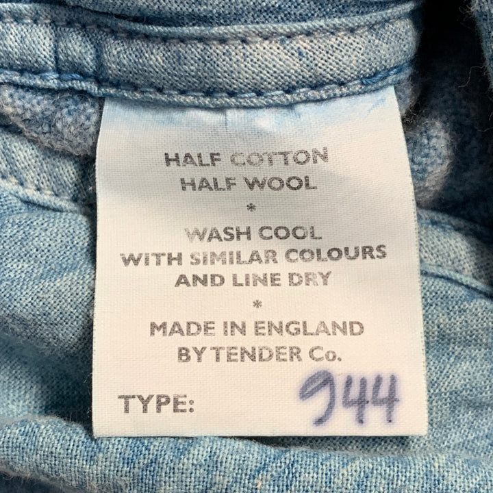 TENDER Size XXL Blue Indigo Patchwork Cotton Wool Jacket