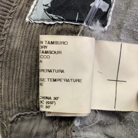 DRKSHDW Size 30 Taupe Corduroy Cotton Straight Distressed Raw Edge Jeans