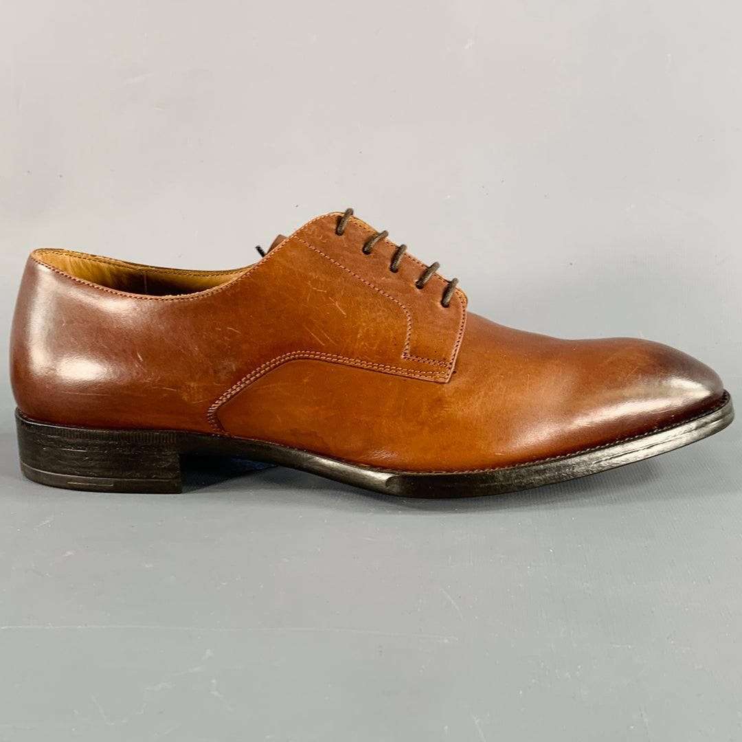 GIORGIO ARMANI Size 7.5 Brown Leather Lace-Up Shoes