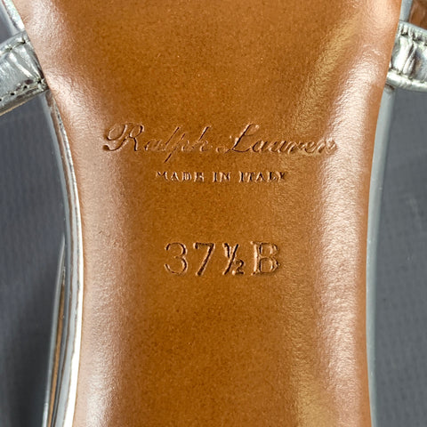 RALPH LAUREN Size 7.5 Silver Patent Leather Metallic Strappy Sandals