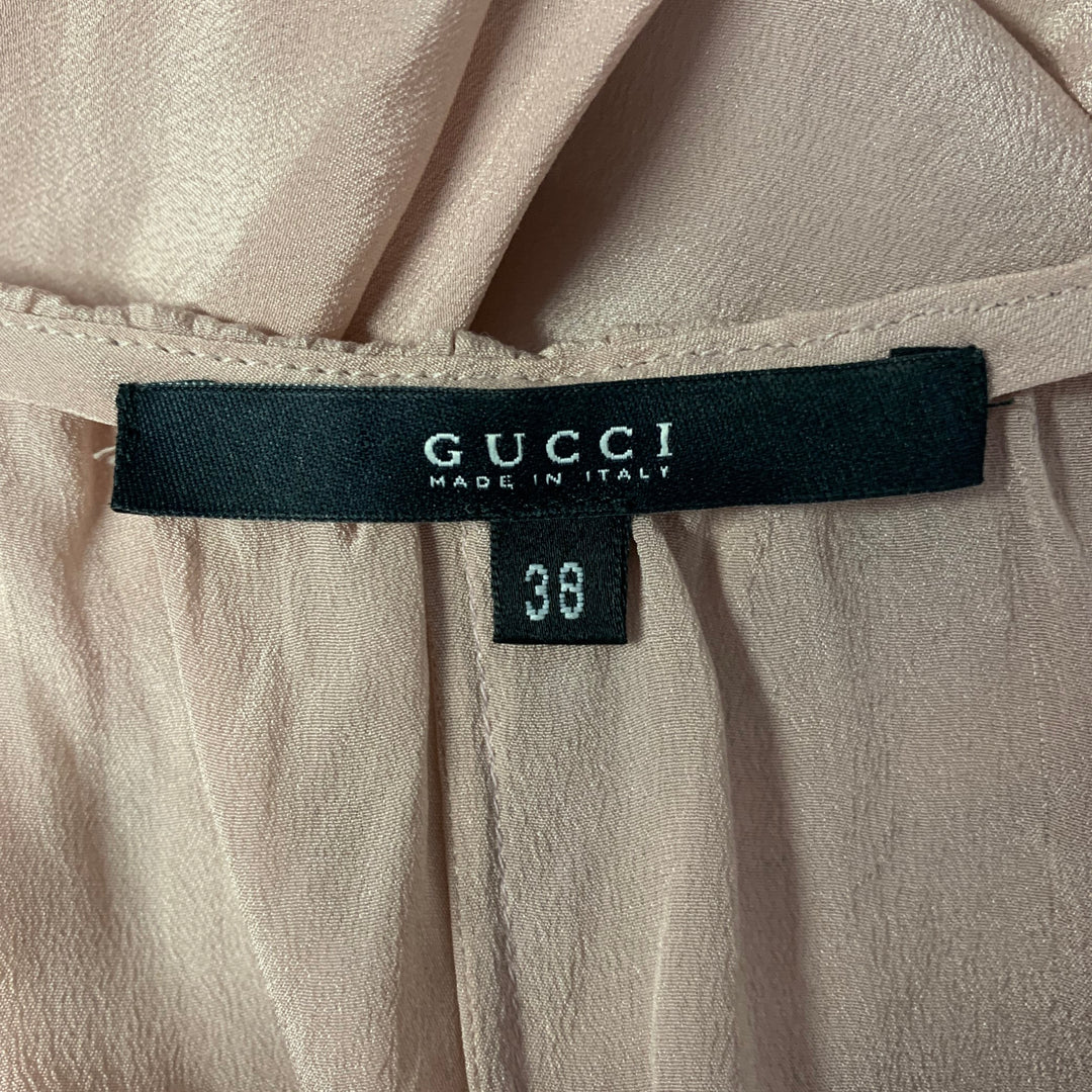 GUCCI Size M Taupe Silk Blouse