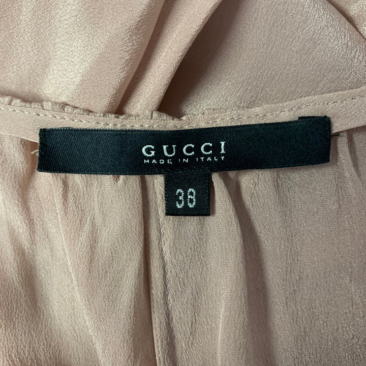 GUCCI Size M Taupe Silk Blouse