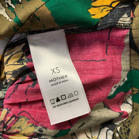MOTHER Size XS Multi-Color Cotton Floral Pleated Casual Top