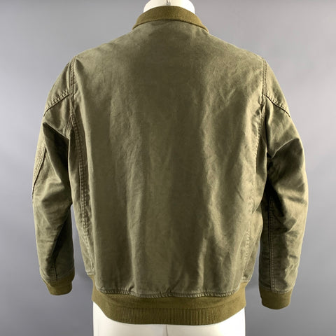 IRON HEART Size M Green Khaki Cotton Zip Up Jacket
