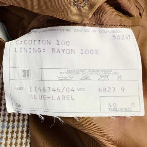 RALPH LAUREN Size 40 Brown Beige Plaid Cotton Notch Lapel Sport Coat