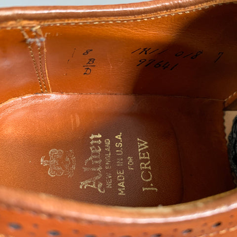 ALDEN Size 7 Brown Brogues Leather Blucher Loafers
