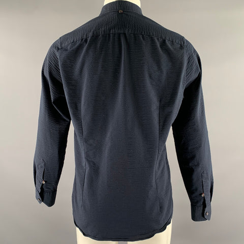 TED BAKER Size S Navy Cotton Blend Button Down Long Sleeve Shirt