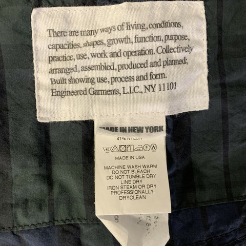 ENGINEERED GARMENTS Chest Size XL Green Navy Plaid Cotton Blend Sport Coat