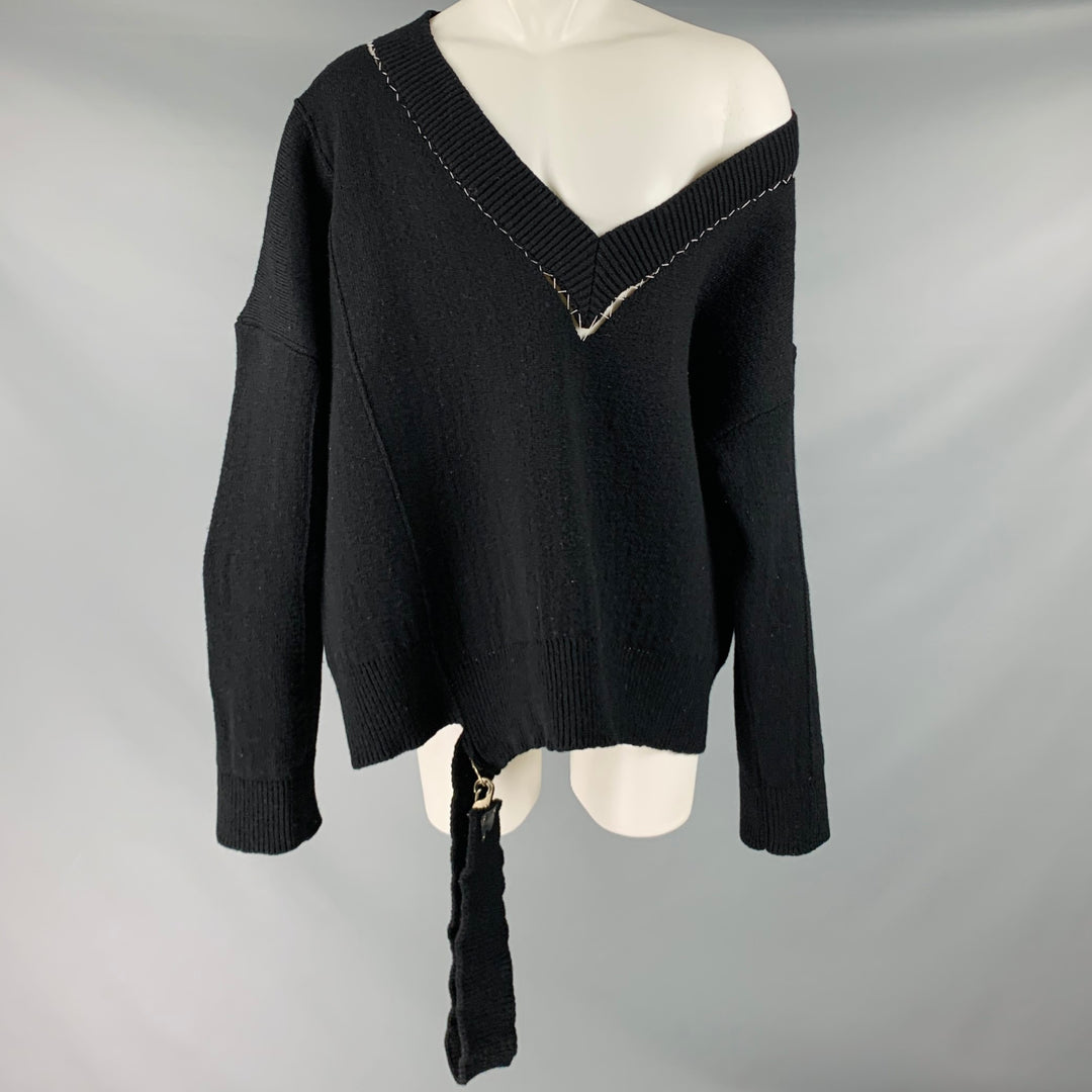 RAF SIMONS Size S SS18 -Fireman Buckle- Black Knit Wool Oversized Sweater