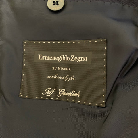ERMENEGILDO ZEGNA Chest Size 40 Navy Wool  Silk Notch Lapel Sport Coat