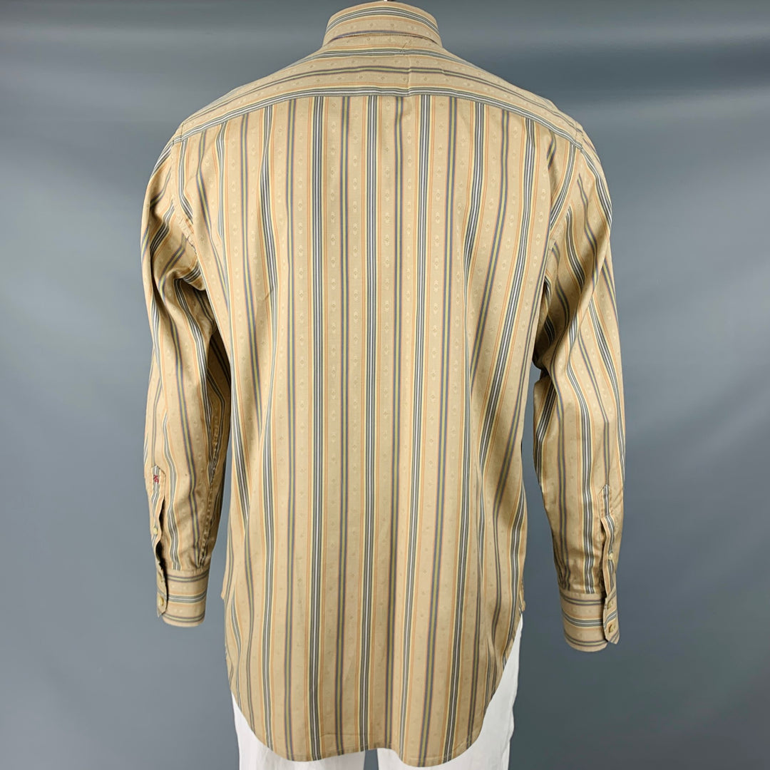 ROBERT GRAHAM Camisa de manga larga con botones de algodón bordado caqui talla L