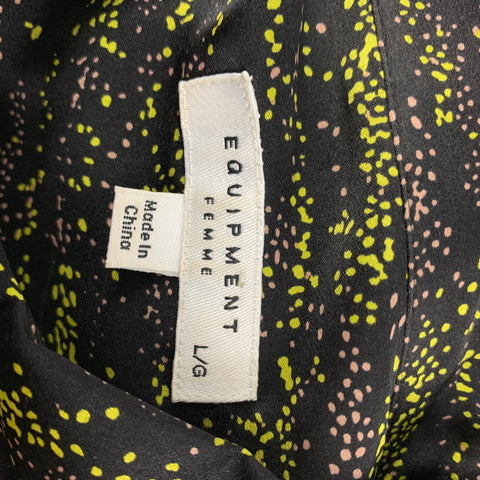 EQUIPMENT FEMME Size L Black Green Print Button Up Shirt