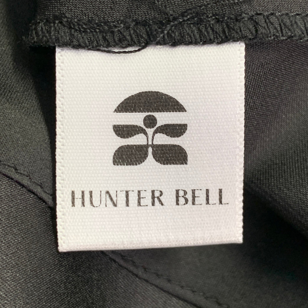HUNTER BELL Size 4 Black Satin Eyelet Long Sleeveless V-Neck Slip Evening Gown