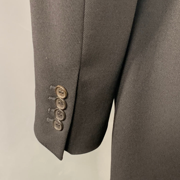 GUCCI Size 42 Black Wool Twill Epaulets Notch Lapel Sport Coat
